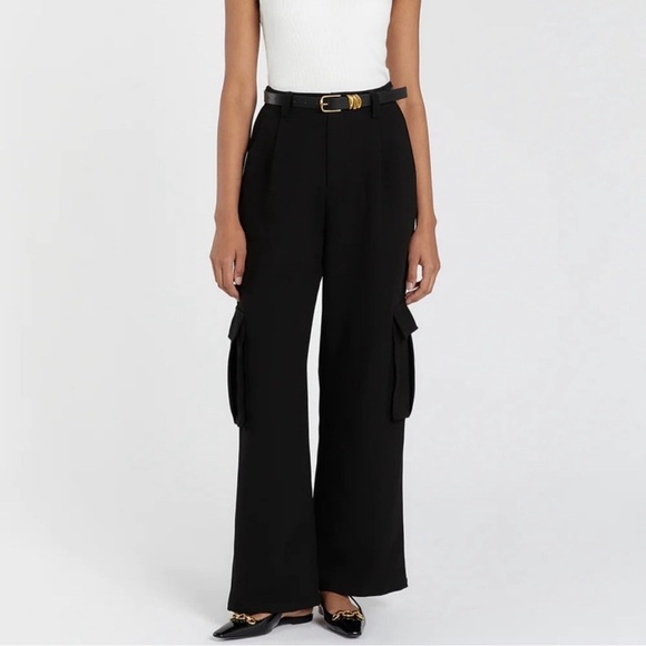 Dissh Willa Black Cargo Pants Trousers Y2K size 2 NWT Wide Leg - Picture 5 of 15